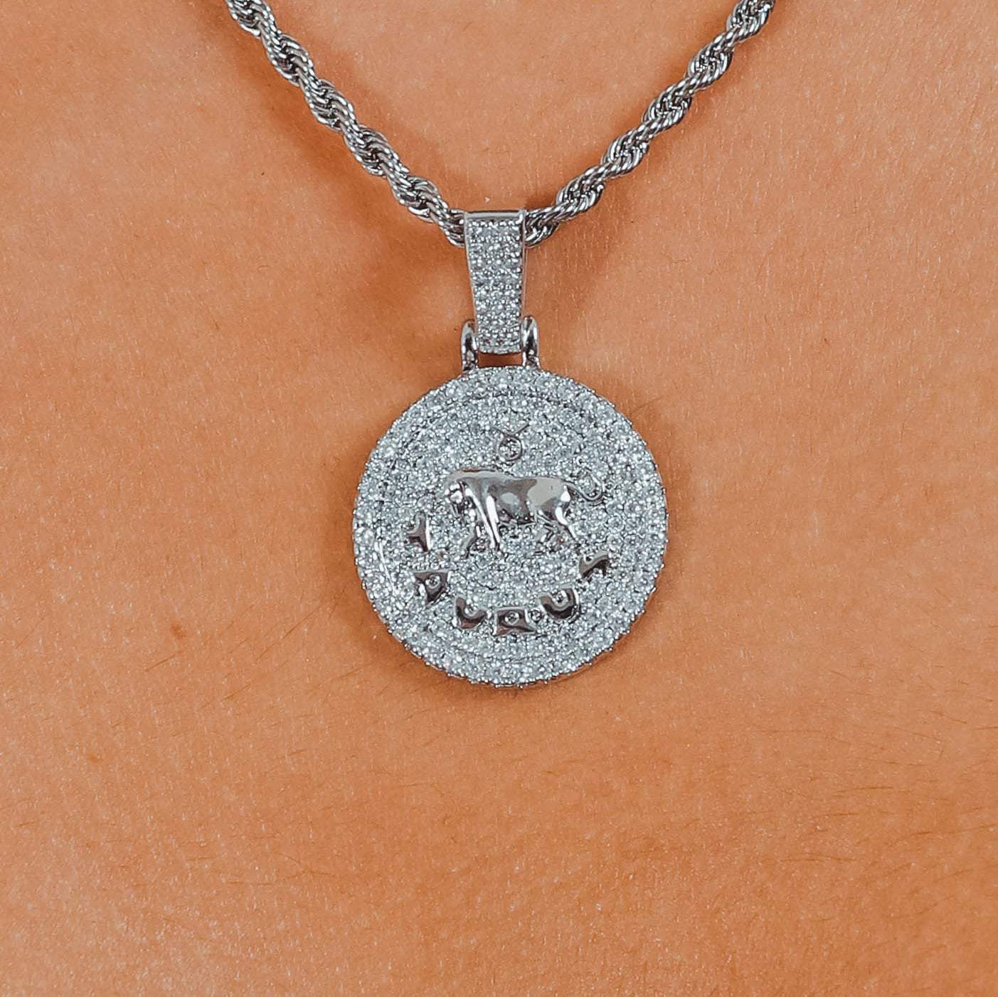 Taurus Zodiac Pendant - White Gold - Cernucci